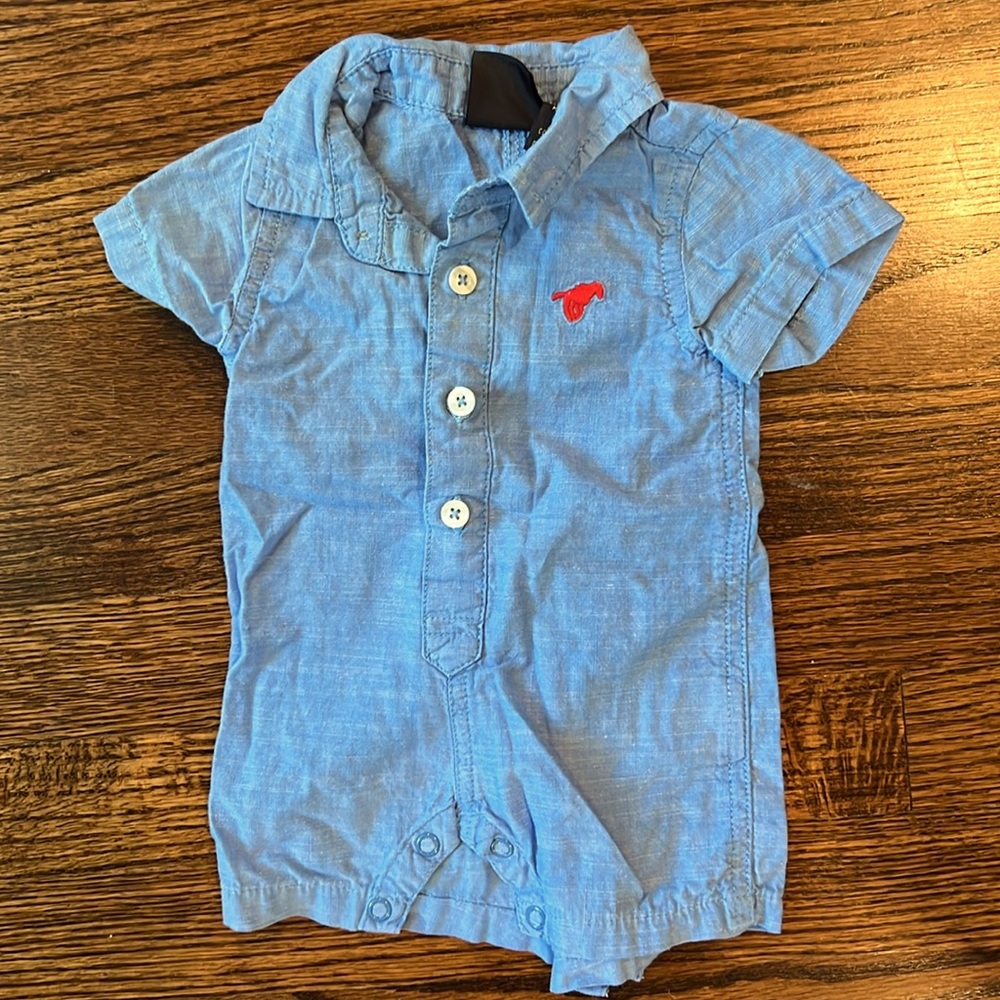 Wrangler Kids Blue Romper with Red Horse Detail, SMU
